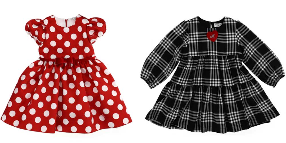 Sukieneczki dla dziewczynki - świąteczne, czerwone w grochy i czarne w kratę.